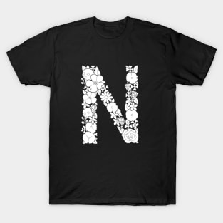 Floral Letter N T-Shirt